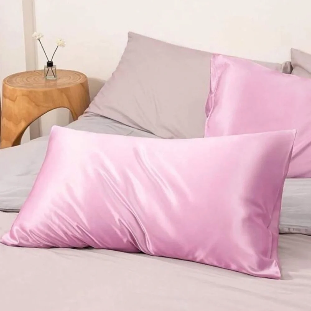 Pink Satin Queen Pillowcases Set of 2